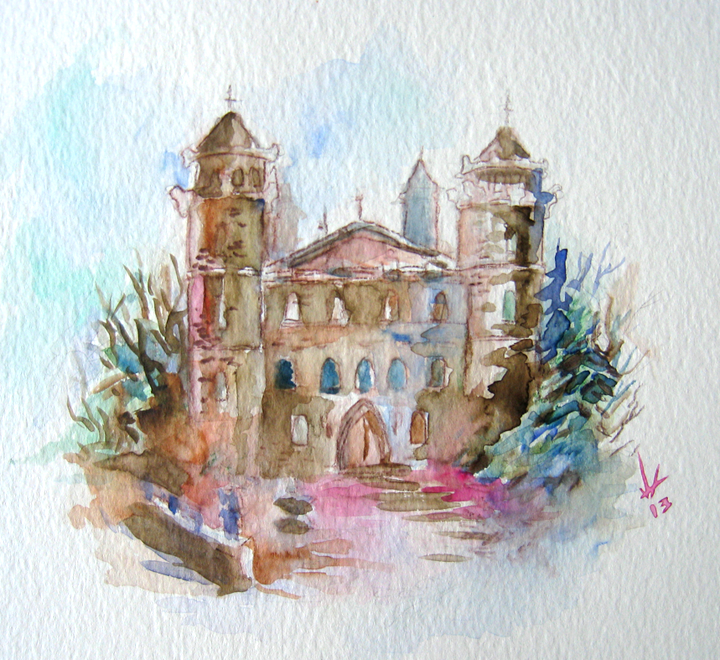 Watercolor Castle Sketch